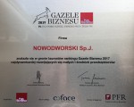 Nowodworski Sp. j. z tytułem Gazeli Biznesu 2017